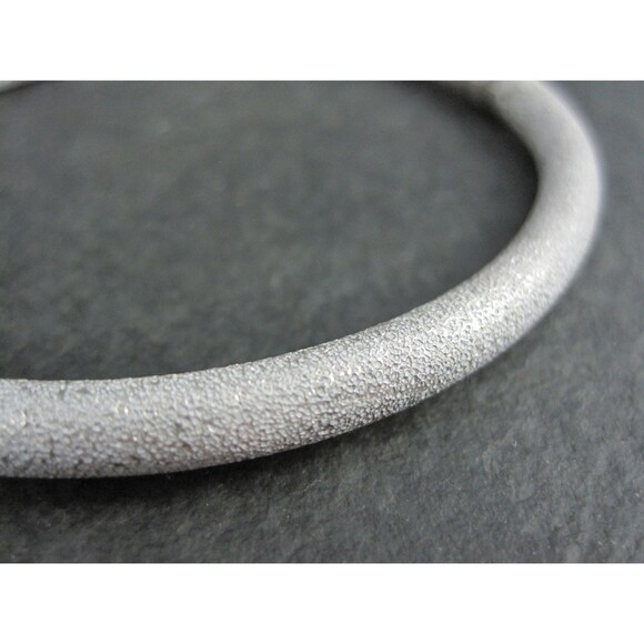 Textured Sterling Bangle Bracelet Italian Sterling Silver 7 Inches - Picture 5 of 10